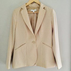 New York & Company Tan/ White Polka Dot One Button Stretch Blazer Size XS/